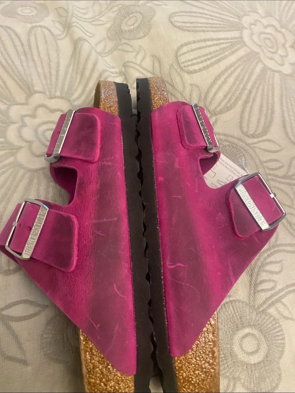 Birkenstock Arizona Double Strap Sandals in Bright Pink NWT size 37 - Picture 6 of 7